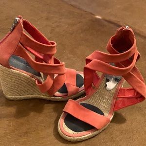 Coral Espadrille Wedge Sandal